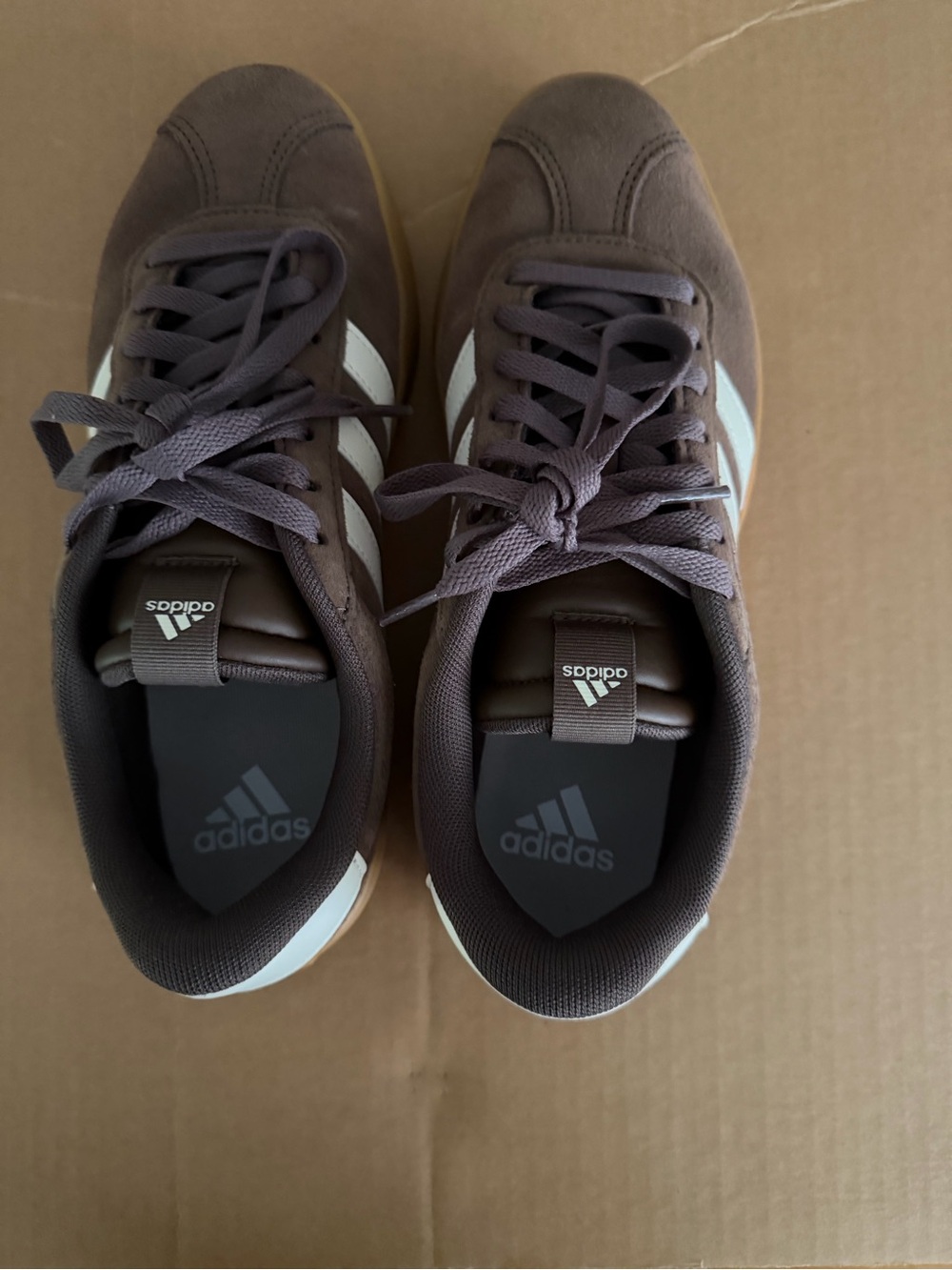 adidas Men’s Brown Suede Sneakers with White Stripes